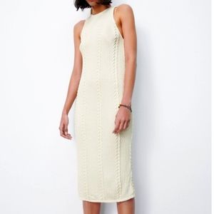 ZARA CABLE KNIT SWEATER DRESS